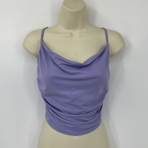 Susana Monaco cropped gathered tank top shirt lavender jersey knit purple new XL - Picture 1 of 4